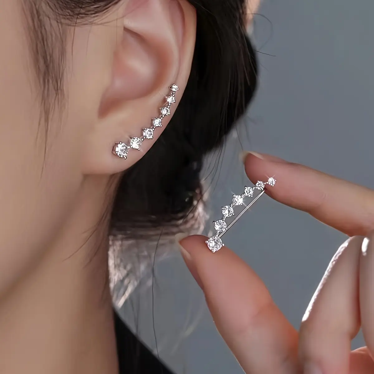 Zircon Ear Climber Earrings